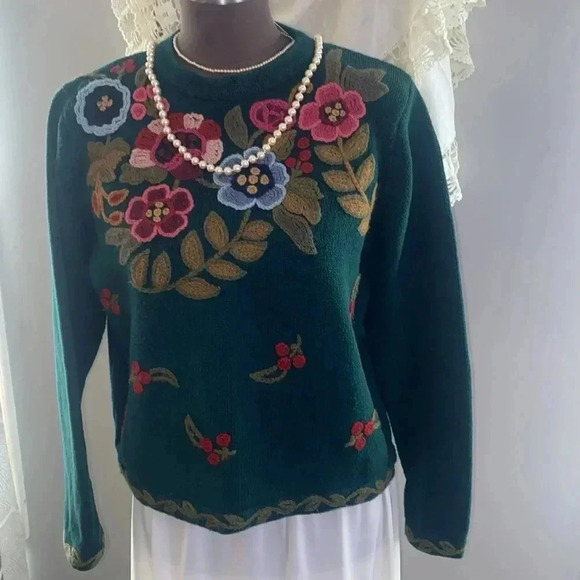 All Points floral embroidered vintage sweater - Picture 1 of 7